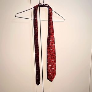 Red, black, and white Adolfo silk tie